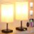 aooshine Fully Dimmable Nightstand Lamps Set of 2 – Table Bedside Lamp with USB C+A Charging Ports & 2 AC Outlets, Square Lamp Sets Linen Fabric Shade for Bedroom Living Room(Bulb Included)