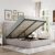 Allewie Full Size Lift Up Storage Bed, Modern Wingback Headboard, Hydraulic Support, No Box Spring Needed, Light Beige