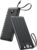 VRURC Portable Charger with Built in Cables, Slim Power Bank 10000mAh, USB C Travel Battery Pack, 5 Output 2 Input External Charging Bank for iPhone 17 16 15 14 13,Samsung,Android-Black(1 Pack)