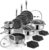 Pots and Pans Set Hybrid Stainless Steel, 17PC Nonstick Tri-Ply Cookware Set w/Frying pan, Dishwasher & Oven Safe, PFOA-Free, Metal Utensil Safe, Suitable for All Cooktops