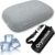 Cooling Camping Pillow, Memory Foam Travel Pillow with Adjustable Buckle Strap & Storage Bag, Compact Small Pillow for Airplane, Car Lumbar, Office, Washable Cooling Cover, Quarry Grey
