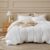 Bedsure 100% Washed Cotton Duvet Cover Queen Size – Natural White Minimalist Cotton Duvet Cover Linen Like for All Seasons – GentleSoft™ Plain Simple Bedding (Natural White, Queen, 90″x90″)