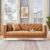 HIFIT 79″ W Brown Faux Leather Sofa Couch with 2 Pillows, 3 Seater Couches for Living Room, Handmade Button Tufted Cushions and Metal Legs, Modern Leather Sofa for Apartment, Office