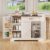 Gizoon Kitchen Coffee Bar Cabinet with Storage Kitchen Sideboard Buffet Cabinet with Drawers, Short Pantry with Door and Shelves for Bathroom and Living Room, White and Rustic