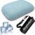Cooling Camping Pillow, Memory Foam Travel Pillow with Adjustable Buckle Strap & Storage Bag, Compact Small Pillow for Airplane, Car Lumbar, Office, Washable Cooling Cover, Glacier Blue