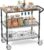 Leteuke Rolling Kitchen Carts with Wheels, 34″ L x 17.5″ W, 3-Tier Heavy Duty Utility Cart with Wood Tabletop, NSF Commercial Metal Serving Cart with Handle and Shelf Liner for Kitchen, Black