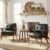 STHOUYN Black Leather Office Accent Chair Set of 2 with Wooden Arms, Comfy Guest Waiting Room Chairs, Mid Century Modern Chair, Side Arm Chairs for Living Room (Black, 2pcs)