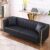 FOTOSOK 78” Couch Sofa, Black Couches for Living Room, Comfy Sofas Faux Leather Sofa 3 Seater Couches with 2 Throw Pillows and Gold Metal Legs, Deep Seat Sofas for Home, Office (Black)