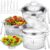 Baderke 3 Set 8.54” Chilled Salad Bowl with Ice Chiller Base and Lid Chilled Serving Trays with Stainless Steel Plate Cold Food Serving Trays with Plastic Tableware for Party Buffet Outdoor Picnic