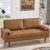 HIFIT 58″ Loveseat Sofa Couch, Mid Century Modern Faux Leather Couch with Hand-Sewn Deep Love Seat & 2Pillows, Home Sofa Living Room Small Couches for Small Space,Bedroom,Office,Solid Wood Frame,Brown