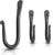 Decorative Hooks for Wall – Wall Hooks for Hanging Coats, Hats, & Bags, Versatile Towel Hooks for Bathrooms or Kitchen – Wrought Iron Hanging Hooks – Pack of 3, Black – 2 x 0.35 x 3.75 Inches