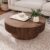 Round Coffee Table with Storage, Modern Wooden Coffee Table with Solid Wood Veneered, Circle Center Table Accent Tea Table for Living Room Apartment Small Space (31.5”L × 31.5”W × 14”H, Walnut)