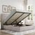 Allewie Queen Size Lift Up Storage Bed, Modern Wingback Headboard, Hydraulic Support, No Box Spring Needed, Light Beige