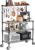 Leteuke Bakers Rack with Storage & Wheels, 42 Inch Microwave Stand Kitchen Shelves, 4-Tier Heavy Duty Storage Rack with 20 S-Hooks, Commercial Metal Utility Kitchen Cart, 42× 18× 63 Inch, Black