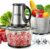3-Speed Electric Food Processor: Meat Grinder, Vegetable Chopper & Baby Food Maker – 300W, 2 Bowls (8 Cup Stainless Steel+8 Cup Glass), Quiet Operation