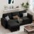 Vongrasig 79″ Convertible Sectional Couch Sofa with Storage Ottoman, 3 Seat L Shaped Couch with Side Storage Pockage, Small Couches for Living Room, Apartment and Small Space, Black