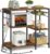 VASAGLE Baker’s Rack, Coffee Bar Stand with Charging Station, 35.6 Inches Tall, Storage Shelves, Pull-Out Wire Basket, Table for Microwave, Kitchen, Rustic Brown and Ink Black UKKS036K01
