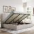 Allewie King Size Lift Up Storage Bed, Modern Wingback Headboard, Hydraulic Support, No Box Spring Needed, Light Beige
