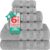 American Soft Linen Luxury 6 Piece Towel Set, 2 Bath Towels 2 Hand Towel 2 Washcloths, 600 GSM 100% Cotton Turkish Towels for Bathroom, Light Grey Towel Sets